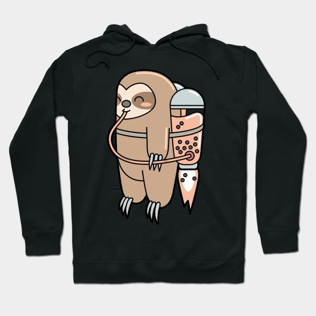 Powered By Boba - Cute Sloth Bubble Tea Hoodie by BobaTeaMe